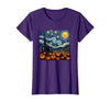 Teacher Halloween by K Halloween Pumpkin Starry Night Van Gogh Funny Art Teacher T-Shirt - size chart