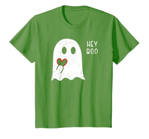 Halloween Ghosts & Stuff Clothing Hey Boo Ghost Heart Hand Sign Cute Halloween Spooky Season T-Shirt - size chart