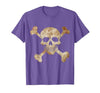 Halloween Designs. Pirate Flag Skull and Crossbones Skeleton Graphic Halloween T-Shirt - size chart