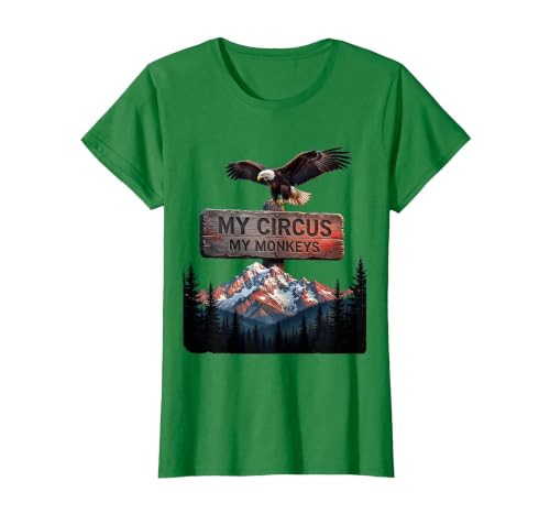 Mademark My Circus My Monkeys Funny Chaos Manager Design T-Shirt - Women - size chart