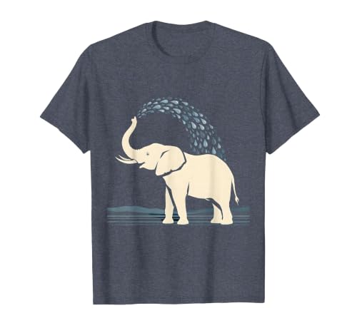 Mademark Elephant Spraying Water Raised Trunk Illustration T-Shirt - Men - size chart