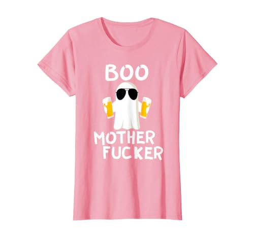 Vulgar Halloween Tee Shop Boo Motherfucker Funny Beer Drinking Ghost Adult Halloween T-Shirt - size chart