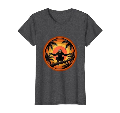 Mademark Monkey Silhouette Tropical Sunset Graphic T-Shirt - Women - size chart