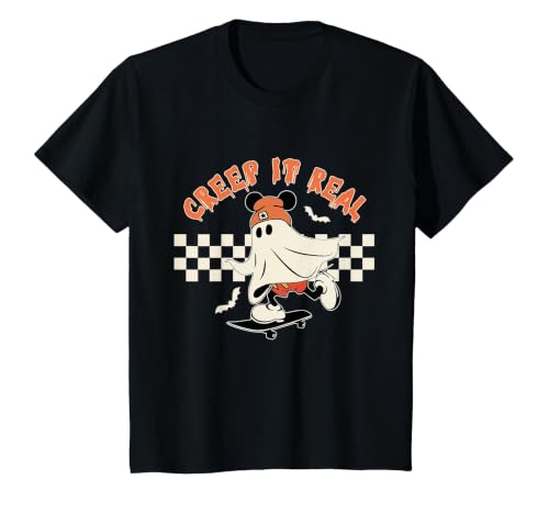 Halloween Creep it Real Vintage Ghost CKTEE2 Vintage Halloween Creep It Real Mouse Ghost Boy Fall Season T-Shirt - size chart