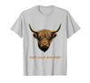 Mademark Keep Calm and Moo Highland Cow Design T-Shirt - size chart