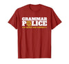 Easy Halloween Costume Top Shop Grammar Police Officer Funny Badge Halloween Costume T-Shirt - size chart
