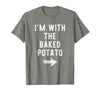Im With The Baked Potato Halloween Costume I’m with The Baked Potato Funny Halloween Couple Costume T-Shirt - size chart