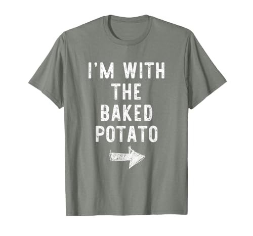 Im With The Baked Potato Halloween Costume I’m with The Baked Potato Funny Halloween Couple Costume T-Shirt - size chart