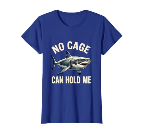 Mademark No Cage Can Hold Me Wild Shark Men Design T-Shirt - size chart