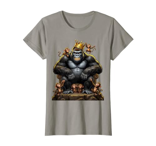Mademark King Gorilla Dad Surrounded by Little Monkeys T-Shirt - Women - size chart