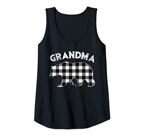 Bear Lover Matching Buffalo Plaid Clothing by SPMU Womens Black And White Buffalo Plaid Grandma Bear Christmas Pajama Tank