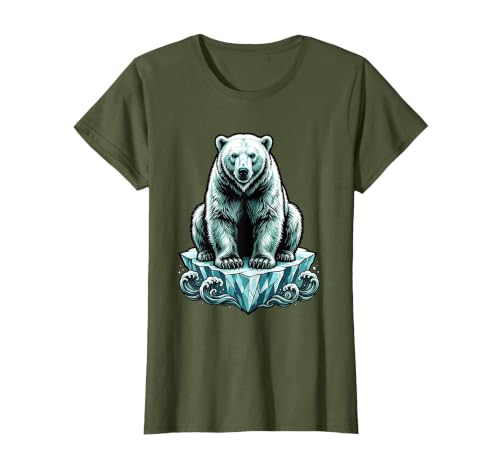 Mademark Polar Bear Lone Ice Floe Arctic Drift Illustration T-Shirt - size chart