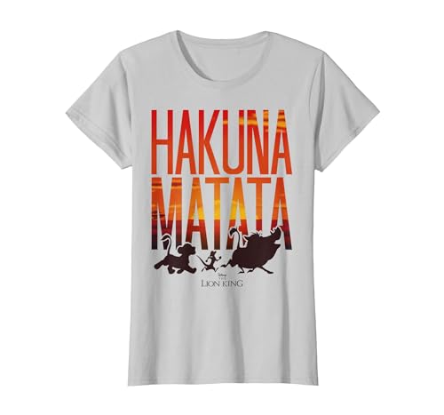 Disney Lion King Hakuna Matata Sunset Fill Trio Logo T-Shirt - size chart