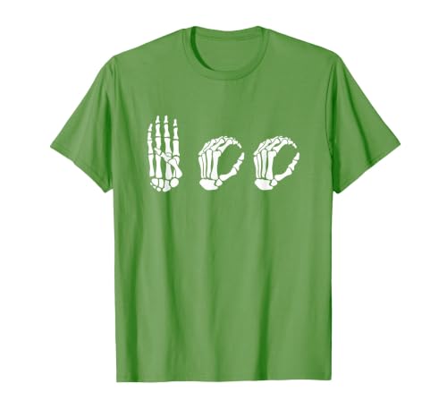 Deaf Halloween ASL Costume Boo Hands ASL Halloween Skeleton Hand American Sign Language Boo T-Shirt - size chart