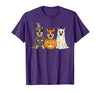 Funny Retro Australian Cattle Dog Halloween Witch Spooky Ghost Blue Heeler Pumpkin Halloween Dog Lover T-Shirt - size chart