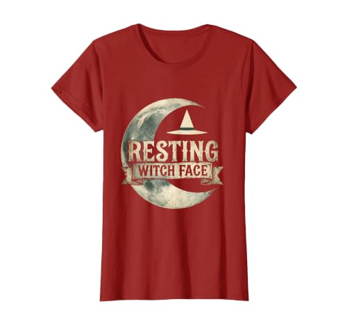 Mademark Resting Witch Face Halloween Design T-Shirt - size chart