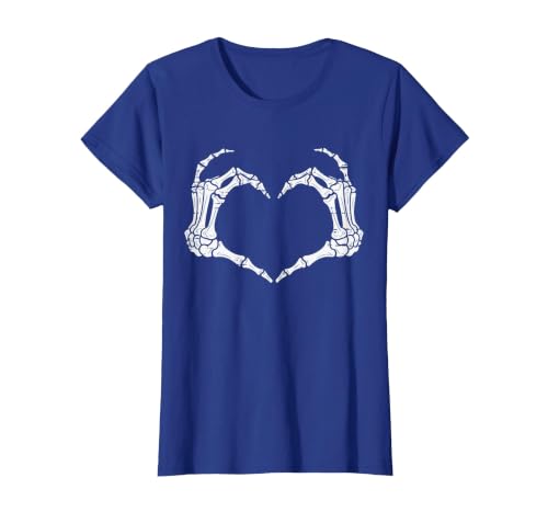 Halloween Tees for Women Men Kids Skeleton Hands Heart Halloween Rock Costume Men Women Kids T-Shirt - size chart