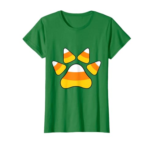 Scary Halloween Tees For Adults and Kids Halloween Candy Corn Paw Print T-Shirt for Animal Lovers T-Shirt - size chart
