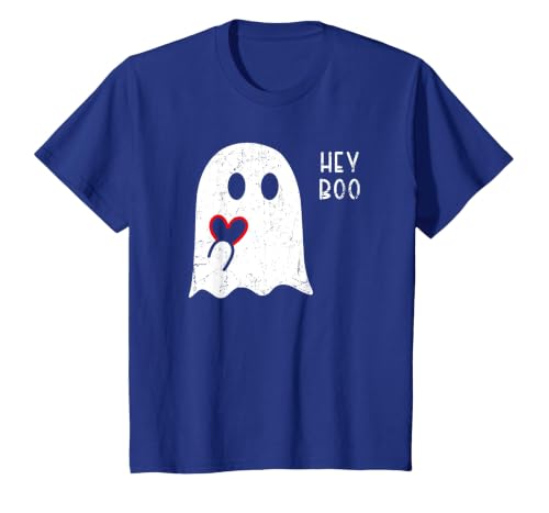 Halloween Ghosts & Stuff Clothing Hey Boo Ghost Heart Hand Sign Cute Halloween Spooky Season T-Shirt - size chart