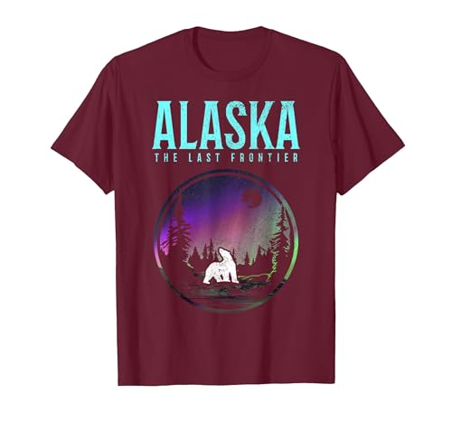 We Love Alaska - Apparel & Gifts Alaska Last Frontier Polar Bear Vintage Pride Souvenir T-Shirt - size chart