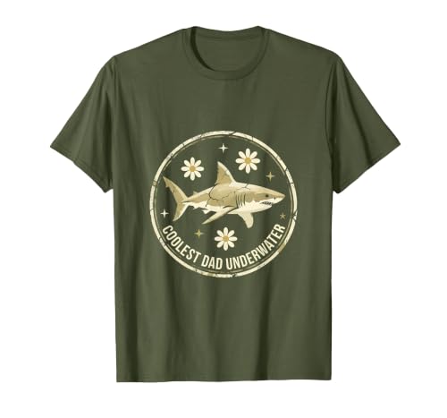 Mademark Coolest Dad Underwater Daddy Shark Design T-Shirt - size chart