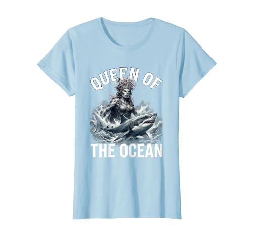 Mademark Queen of the Ocean Shark Design T-Shirt - size chart