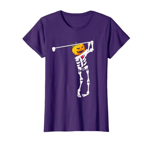 Funny Skeleton Golf Halloween Costume Golf Skeleton Pumpkin Halloween Shirt T-Shirt - size chart
