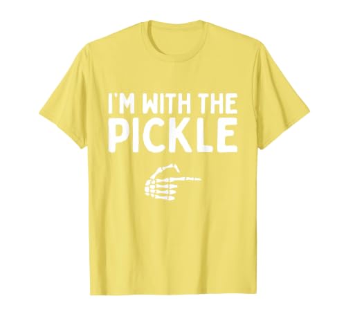 Funny Halloween Costume Holiday Party Gift I'm with The Pickle Funny Halloween Costume Matching Couples T-Shirt - size chart