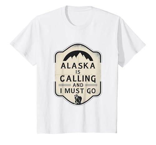 Alaska is Calling and I Must Go Mountains Bear T-Shirt - size chart