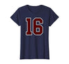 Maroon Number 16 Jersey Player Uniform #16 Gifts Maroon and White Number 16 Jersey Player Uniform #16 Fan T-Shirt - size