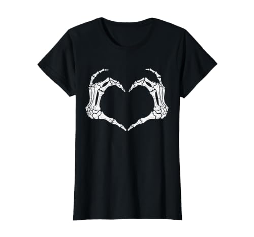 Halloween Tees for Women Men Kids Skeleton Hands Heart Halloween Rock Costume Men Women Kids T-Shirt - size chart