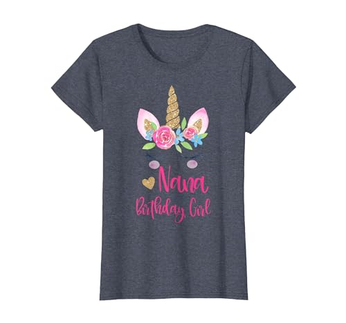 Unicorn Birthday Girl Family Shirts Unicorn Nana of The Birthday Girl Shirt Matching Party Tee T-Shirt - size chart