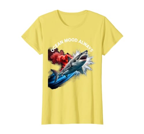 Mademark Ocean Mood Always Shark Graphic Design T-Shirt - size chart
