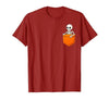 Halloween Spooky Funny Design Skeleton in Pocket Halloween Spooky Funny Skull Costume T-Shirt - size chart