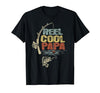 Cool Papa Fathers Day Fishing Gifts Funny Fisherman Vintage Reel Cool Papa T-Shirt - size chart