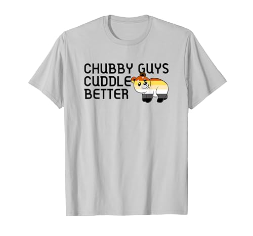 LGBTQ Pride Gifts Chubby Guys Cuddle Better Gay Bear Pride Couple Flag Love T-Shirt - size chart