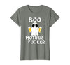 Vulgar Halloween Tee Shop Boo Motherfucker Funny Beer Drinking Ghost Adult Halloween T-Shirt - size chart