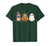 Funny Retro Hedgehog Halloween Witch Spooky Ghost Hedgehog Lover Pumpkin Halloween T-Shirt - size chart