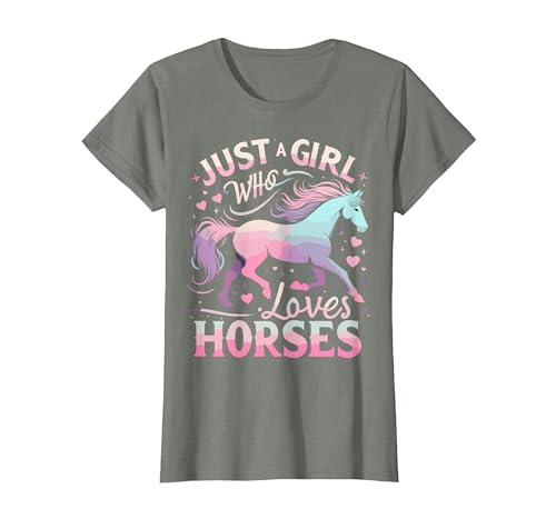 Funny Horse Lovers Just a Girl Who Loves Horses T-Shirt - size chart