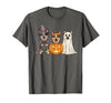 Funny Retro Australian Cattle Dog Halloween Witch Spooky Ghost Blue Heeler Pumpkin Halloween Dog Lover T-Shirt - size chart