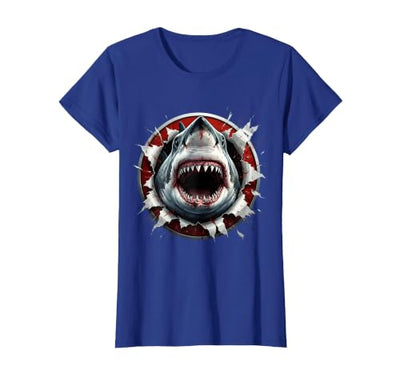 Shark Bursting Through Paper Breakthrough Art T-Shirt