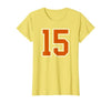 Number 15 Jersey Player Uniform #15 Gifts Burnt Orange White Number 15 Jersey Player Uniform #15 T-Shirt - size chart