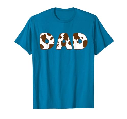 Cow Print For Family Matching Outfits DAD Cow Brown White Animal Print, Cow Pattern Farmer DAD T-Shirt - size chart