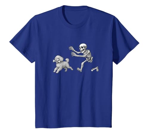 Funny Halloween Dog Lovers Gift Tees Skeleton Dogs Funny Skeleton Chasing Goldendoodle Dog Halloween Dogs Lover T-Shirt -