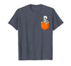 Halloween Spooky Funny Design Skeleton in Pocket Halloween Spooky Funny Skull Costume T-Shirt - size chart