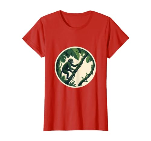Mademark Monkey Hanging From Jungle Vine Illustration T-Shirt - Women - size chart