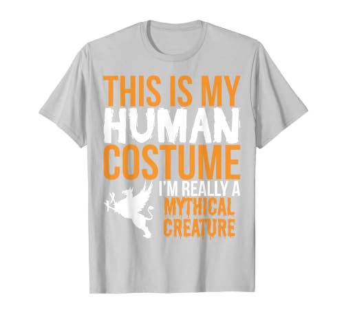 This is My Human Costume Mythical Creature - Halloween Funny T-Shirt - size chart