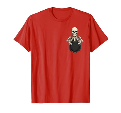 Funny Pocket Skeleton Halloween T Shirt For Men Funny Skeleton in The Pocket Halloween Kids Teens Adults T-Shirt - size chart
