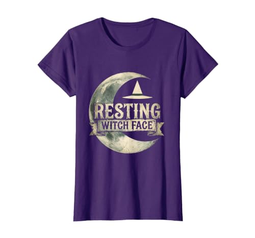 Mademark Resting Witch Face Halloween Design T-Shirt - size chart