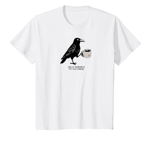 Hello Darkness My Old Friend Crow Coffee Halloween Hello Darkness My Old Friend Crow Coffee Spooky Halloween T-Shirt - size